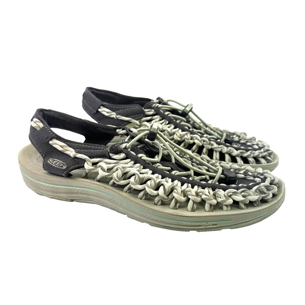 Keen Uneek Sandals Gray Light Green 1014630 Bungee Paracord Active Womens 8